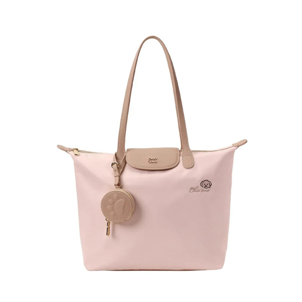 Pink Oxford cloth tote bag with sandwich pocket and mobile phone compartment