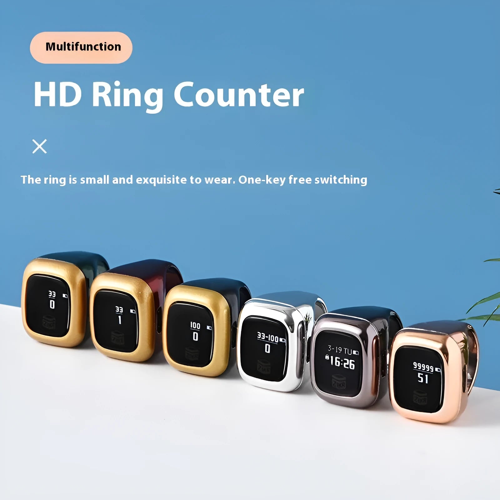 Al-Fatiha Zikr electronic dhikr counter in a choice of colours with digital display.