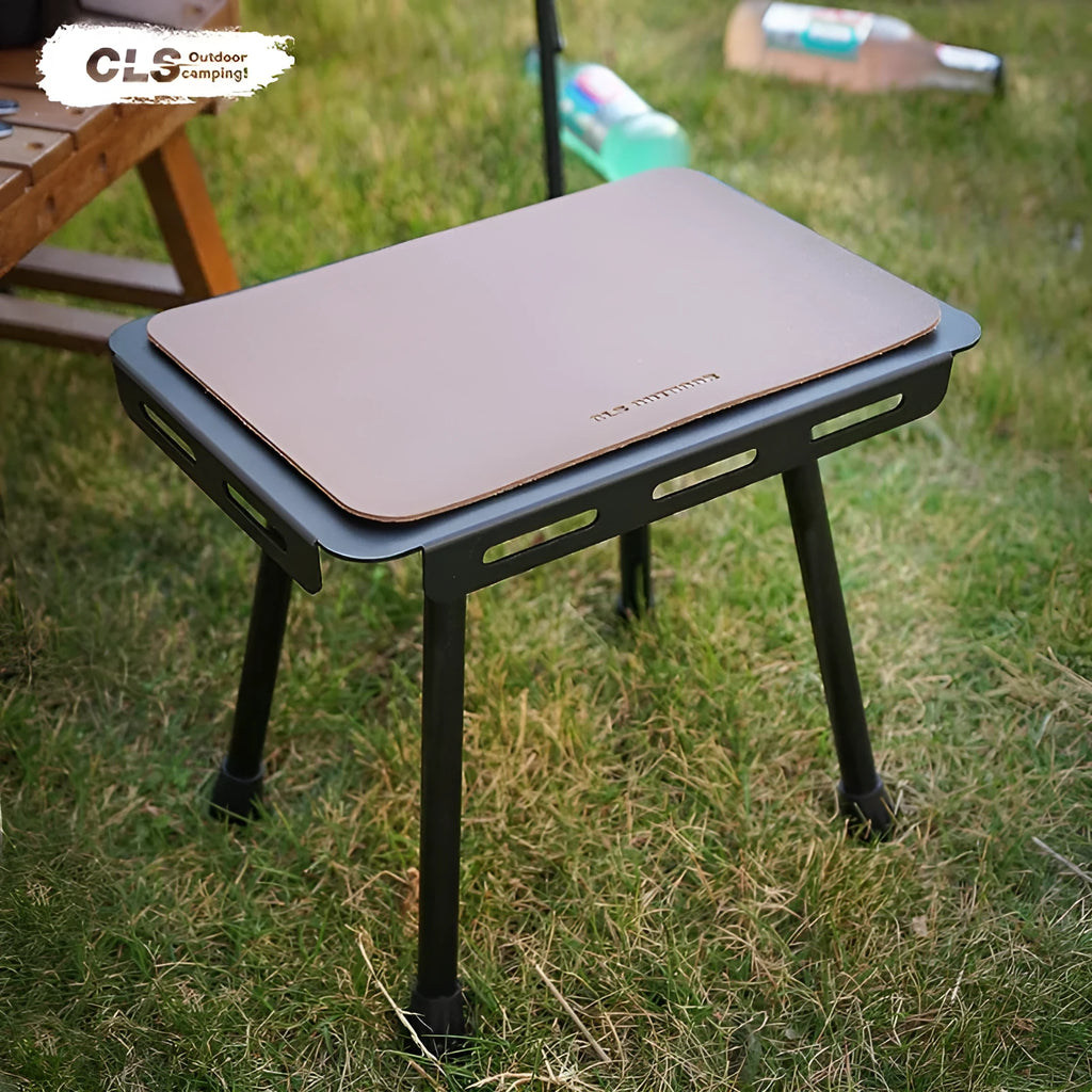 CLS Outdoor aluminium dual-use folding table and camping stool with PU cushion in Army Green.
