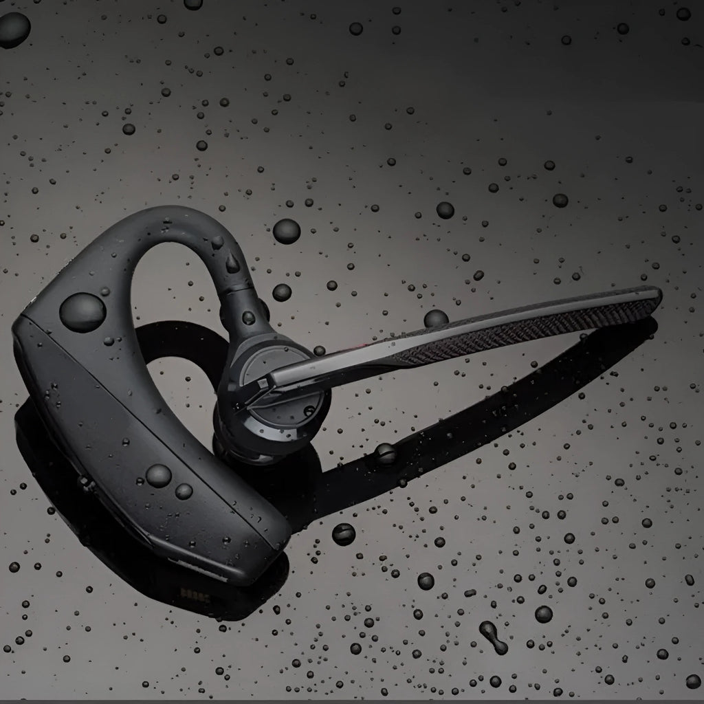 Black plastic Bluetooth sports headphones with battery display and call function