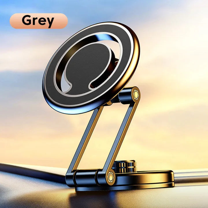 Telescopic folding car phone holder with magnetic mount on vehicle dashboard