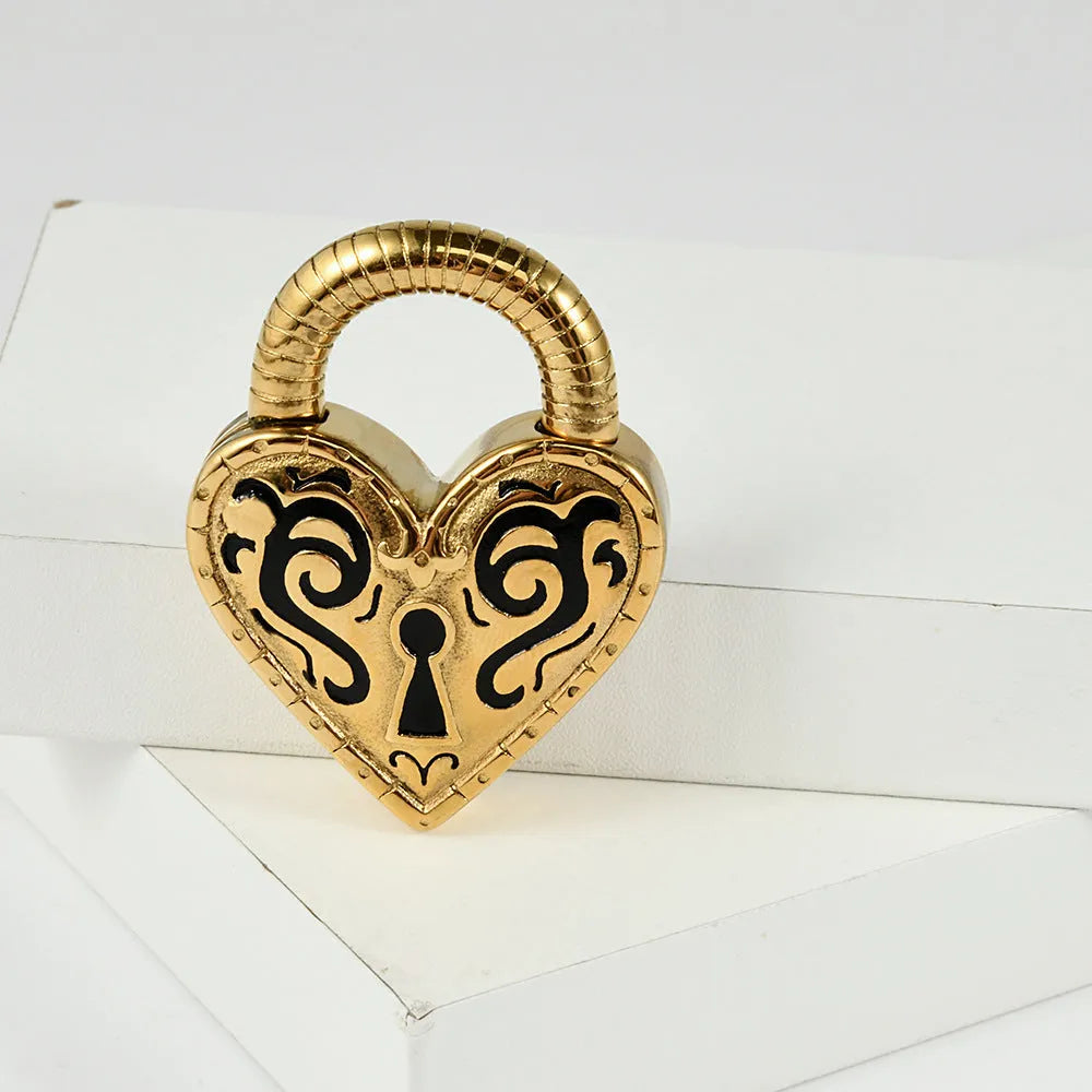 Stainless steel heart-shaped earrings with gold or steel electroplated finish