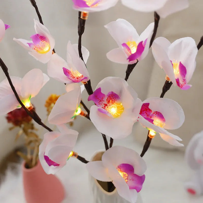 65cm LED phalaenopsis branch decorative light in pink colour with battery compartment
