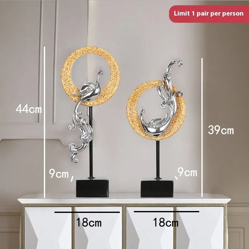 Resin phoenix ornament in silver, red, or gold available as small pairs, large pairs, or single pieces