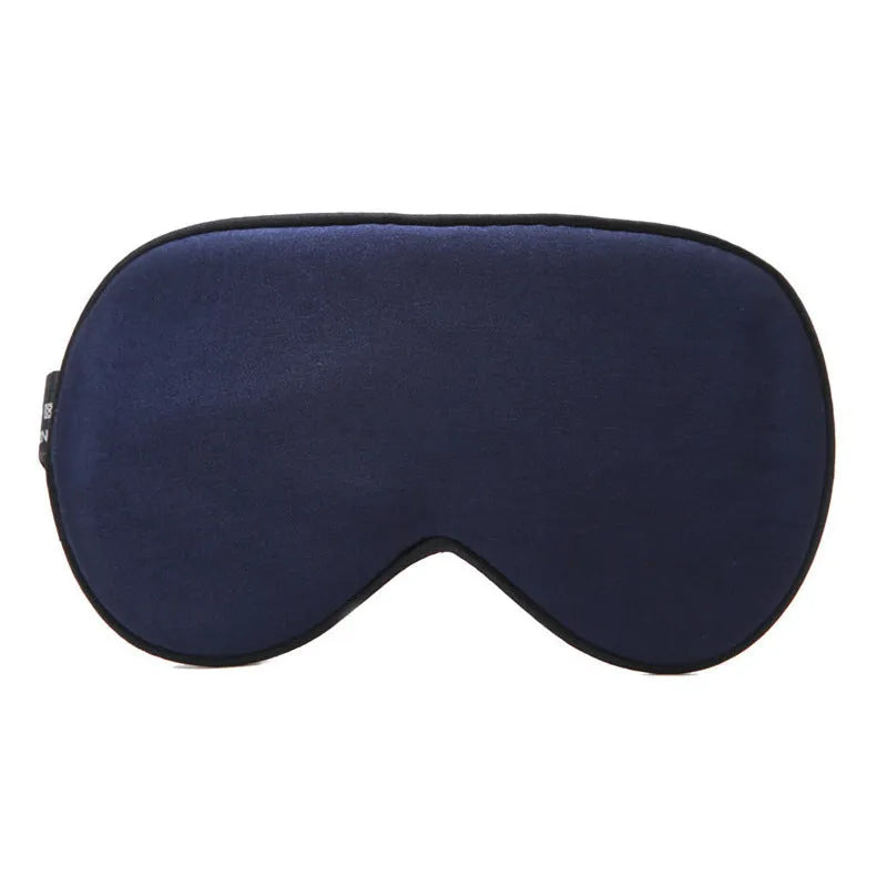 Double-sided mulberry silk sleep mask in multiple colours showing embroidered print and adjustable strap.