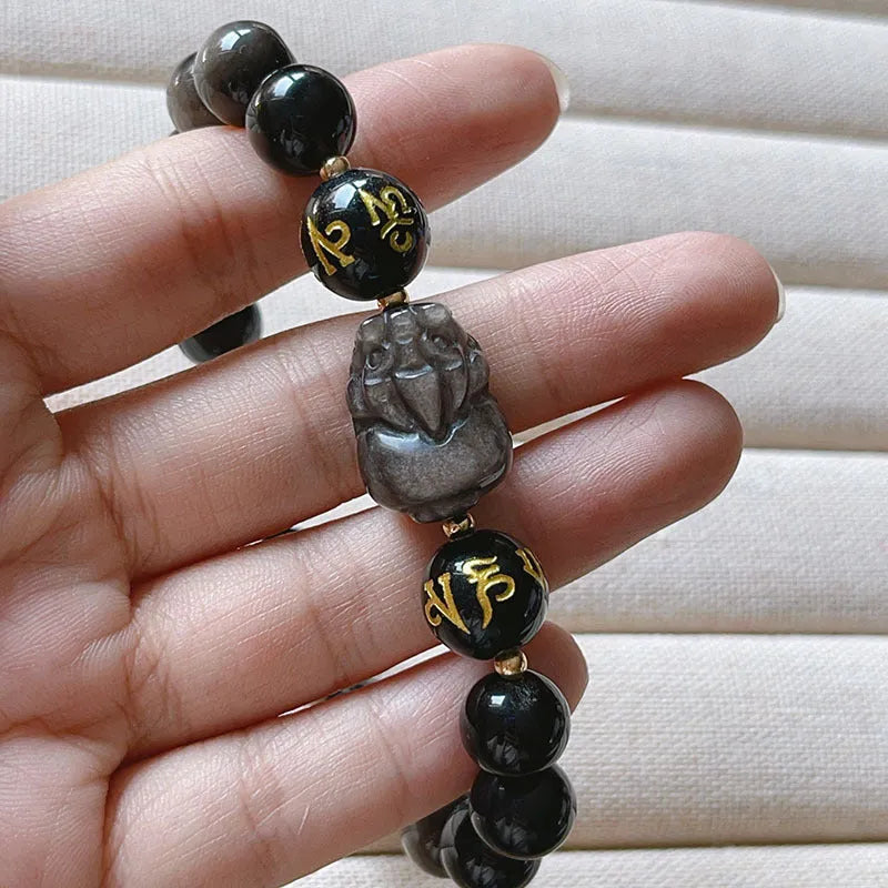 Handmade Silver Stone bracelet for men with zodiac and proverbs design in 956 colour.