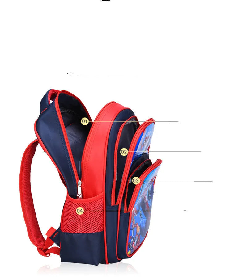 Blue anime cartoon print children's school backpack with load-reducing straps and pencil case