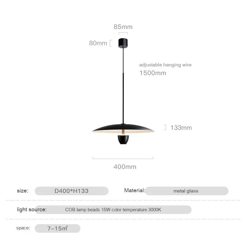Black modern minimalist chandelier with 400mm size and warm light colour