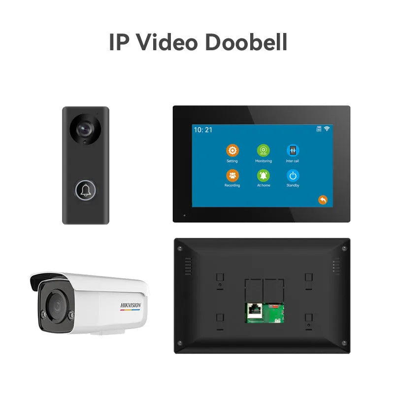10-inch video intercom doorbell with colour HD camera and 1080P resolution for home security monitoring