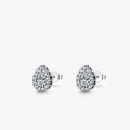 Women's silver water drop stud earrings crafted from 925 sterling silver with diamond treatment