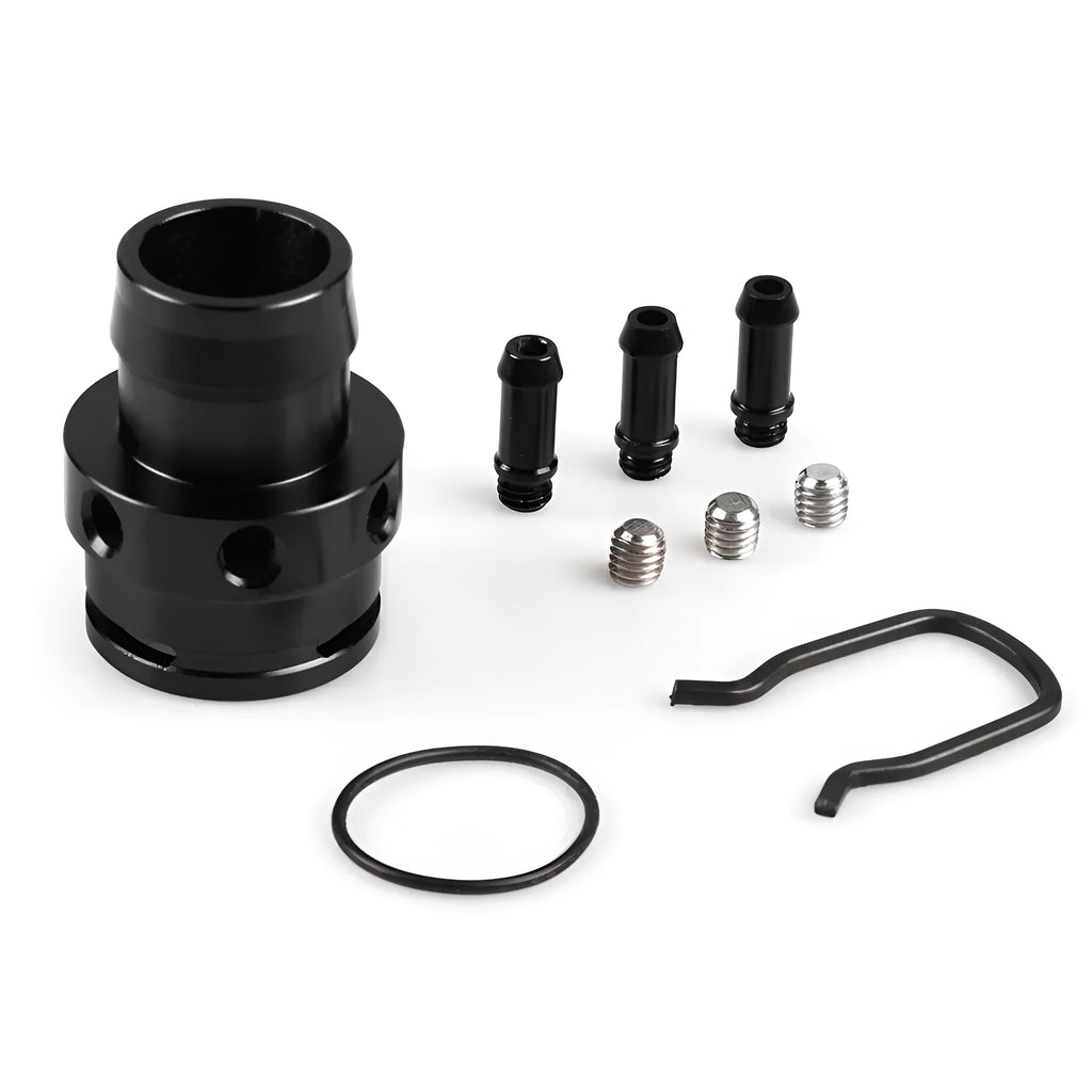 Black and titanium vacuum adapter tee for second generation engine systems with aluminium construction