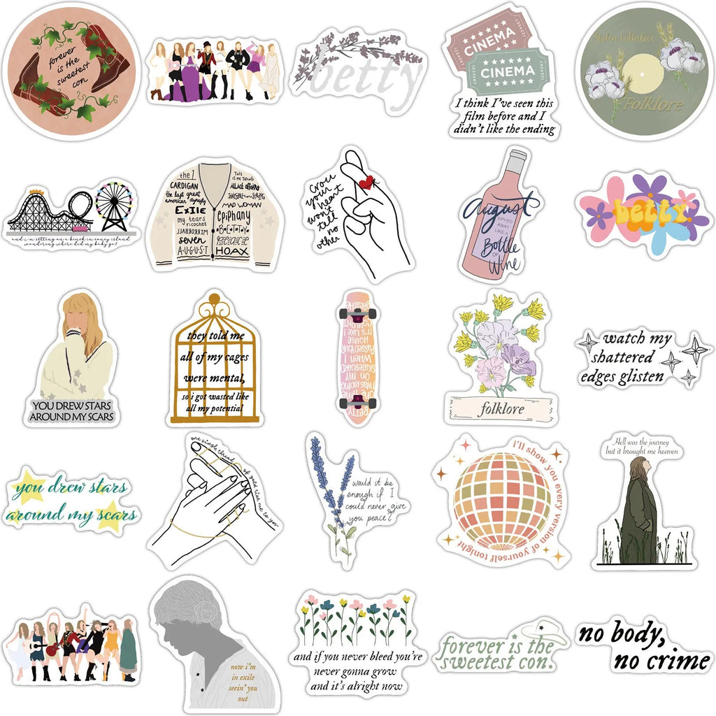 50 waterproof graffiti cartoon stickers for luggage and notebook decoration measuring 4-6cm