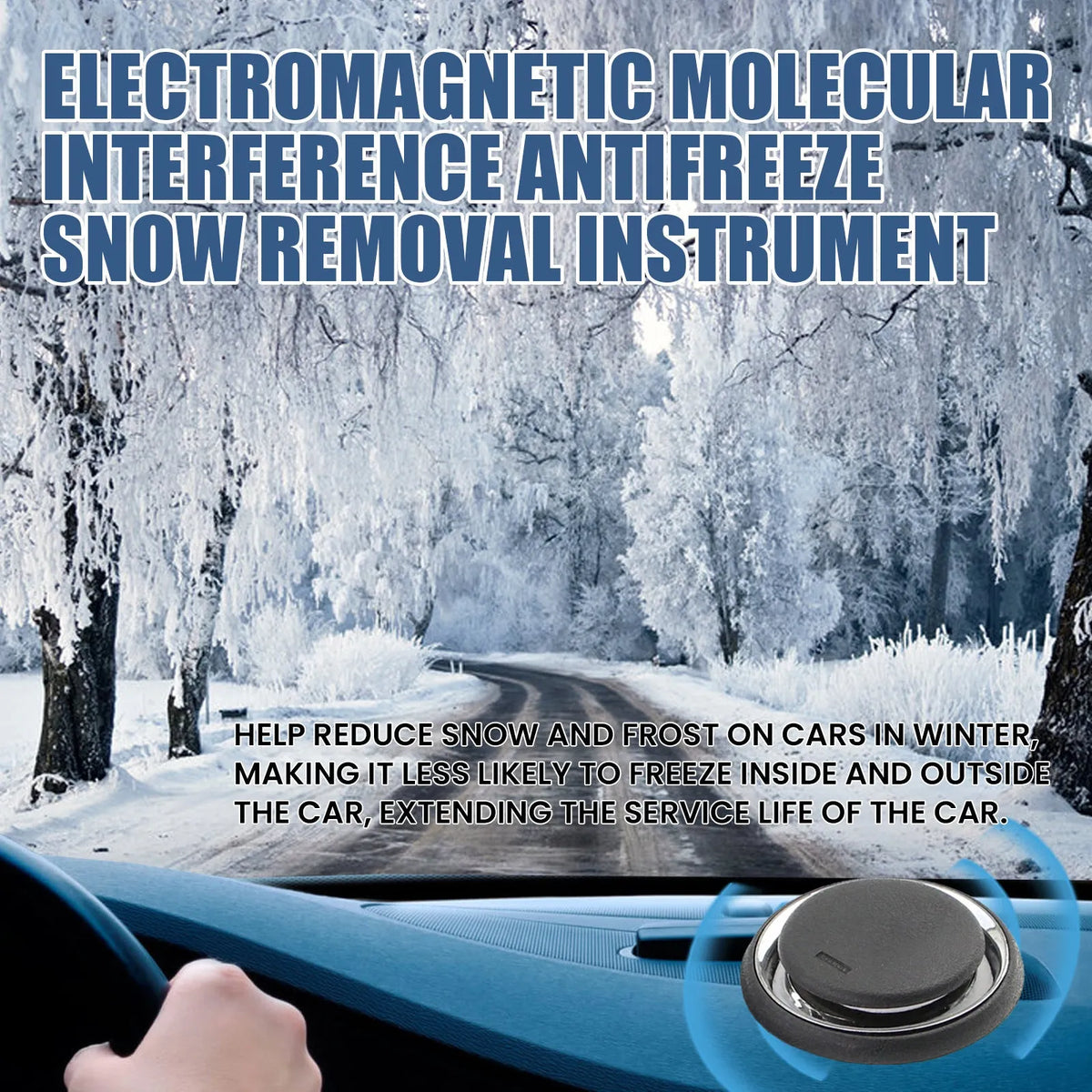 Black handheld car de-icing instrument for melting snow on windscreens.