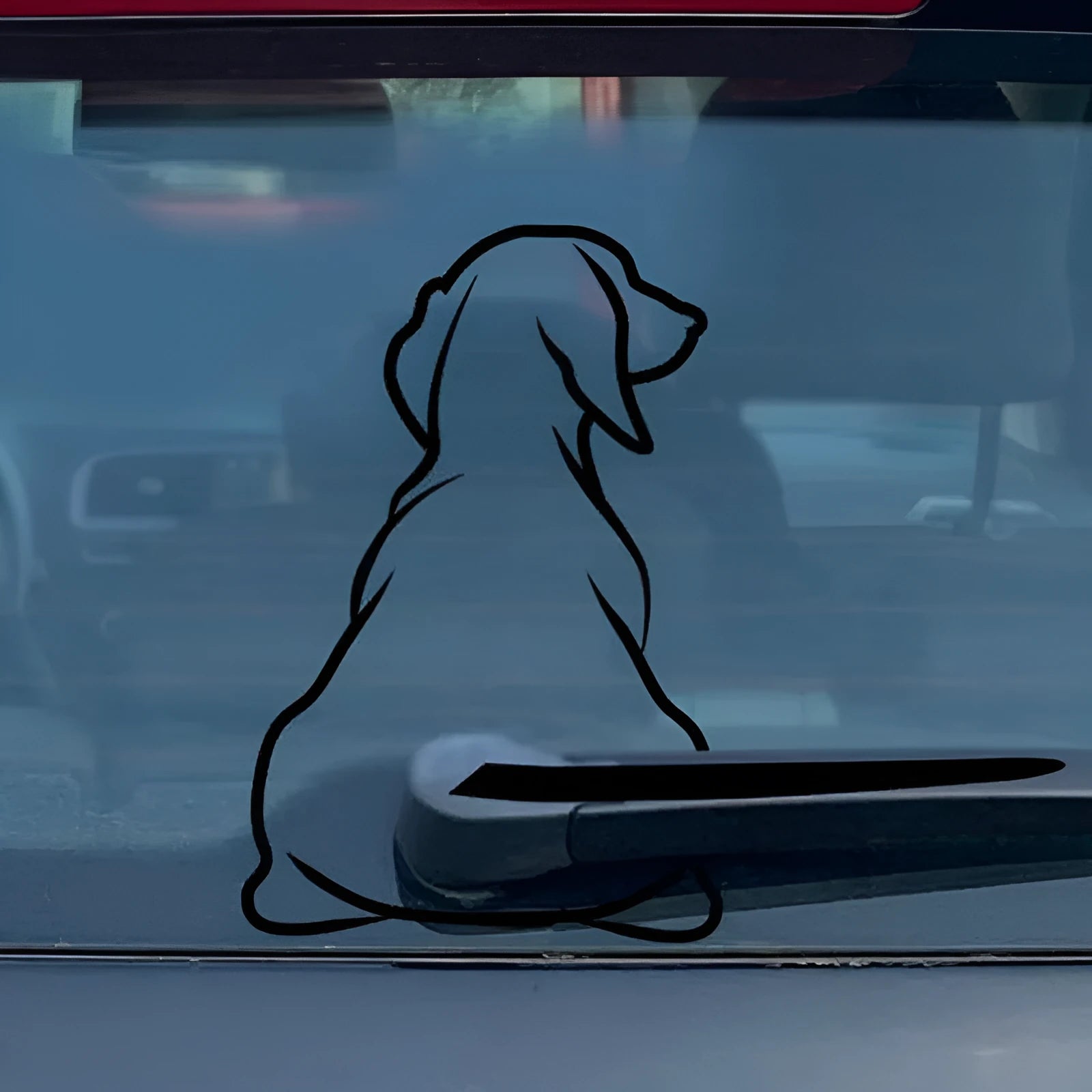 Cartoon dog car window sticker with wiper tail design for rear windscreen decoration