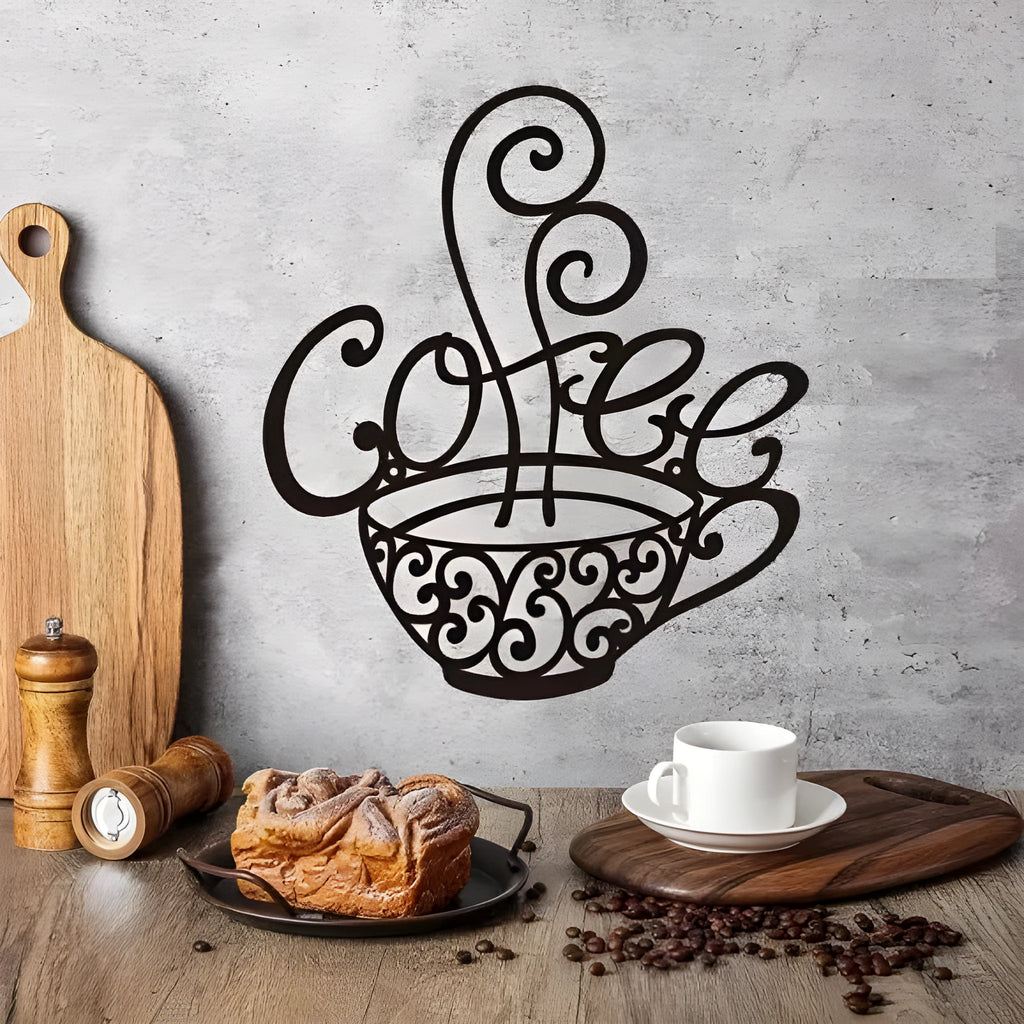 Black iron English letter silhouette wall ornament measuring 26cm by 28cm