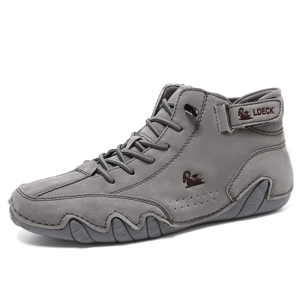 Men's high top octopus shoes in khaki colour with microfiber upper and rubber sole