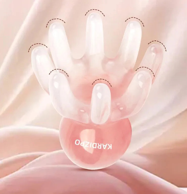 Small pink octopus-shaped massage comb for facial meridian and periocular massage