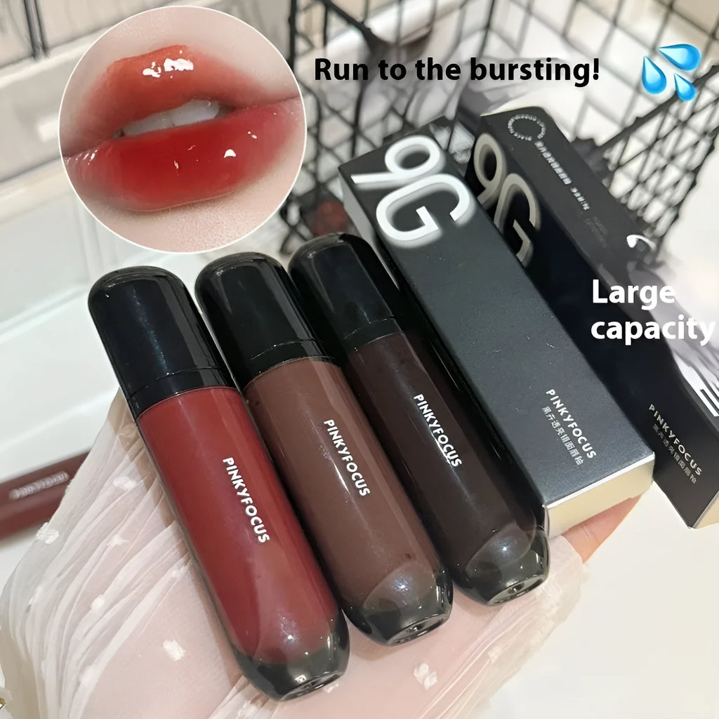 Black Shiny Makeup Mirror Lip Lacquer in six colour options with glossy finish