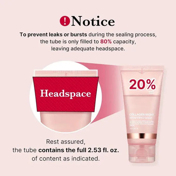 Collagen night face mask in 75ml bottle with application brush for firming and hydration