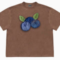 Blueberry patchwork design on a loose-fit ice oxygen cotton short sleeve t-shirt.