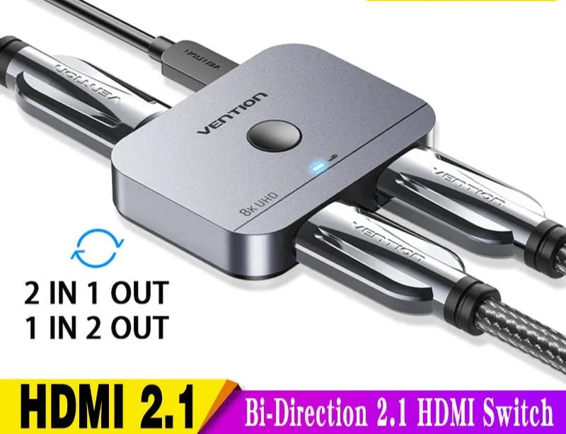 Grey alloy HD audio video cable separator for television line conversion with computer distributor