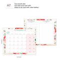Handbook loose-leaf refills showing A5, A6, and A7 sizes with floral and tri-fold planning layouts