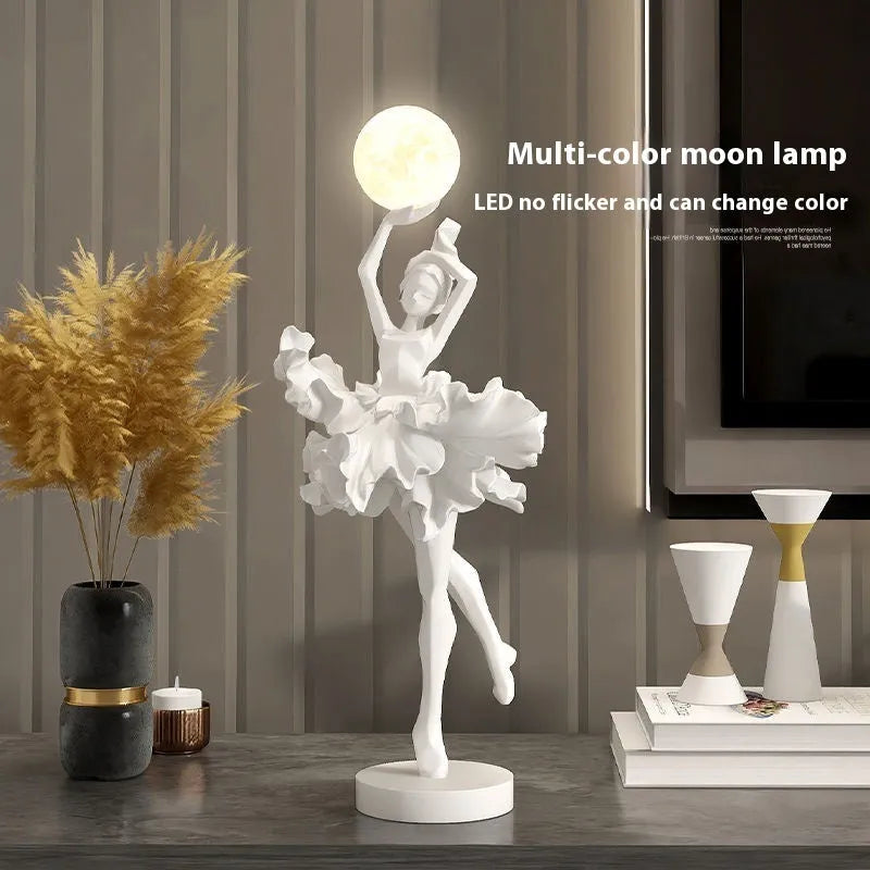 Art girl atmosphere small night lamp in black gold, white, pink, or light blue colour with USB charging