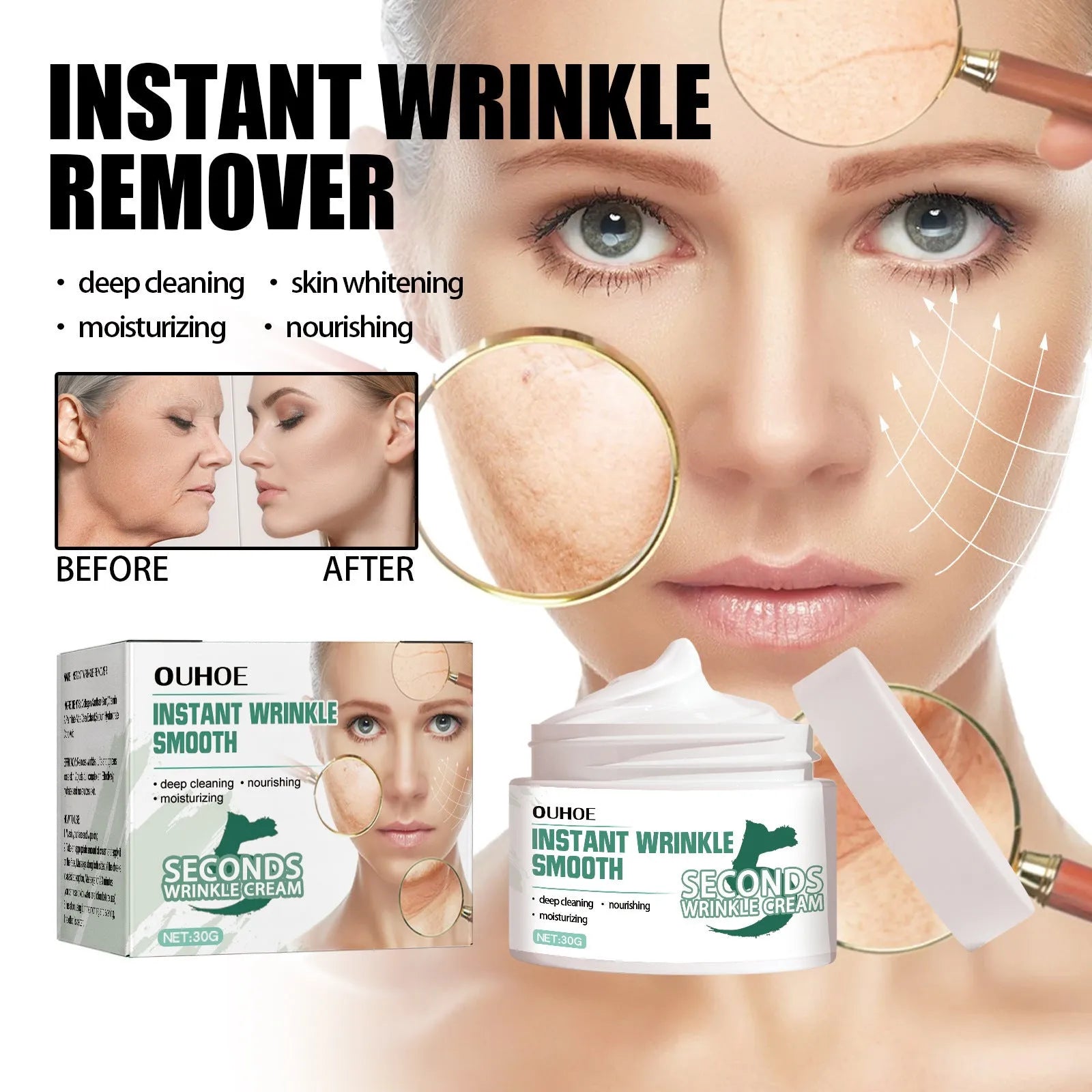 30g anti-aging face cream jar for wrinkle reduction and skin hydration
