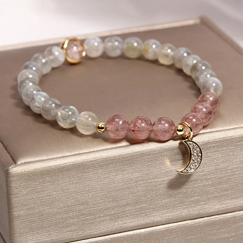Women's Korean style multi-layer crystal bracelet with natural garnet and mixed pendant designs