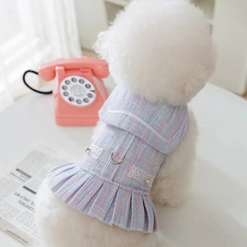Salem purple polyester pet clothes for a small dog on a white background.