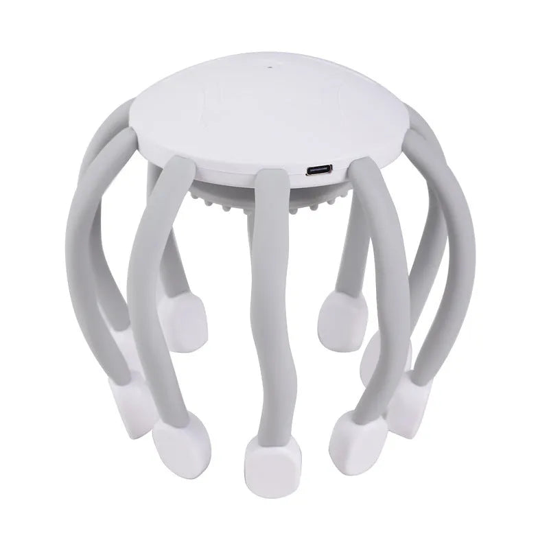 Black USB head massager with eight silicone claws for scalp vibration therapy