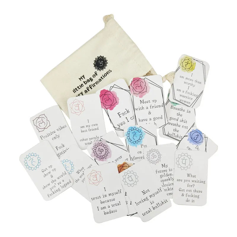 16-piece funny affirmation card set with soft adorable healing series designs
