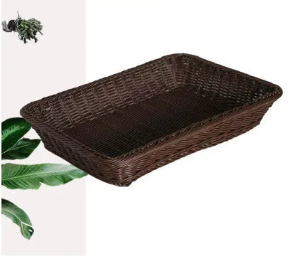 Plastic woven storage basket 50x40x70cm in brown, beige, and mixed colour for snacks, fruit, and vegetables
