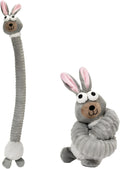 Plush stuffed dog toy with squeaker and crinkle material in brown, grey, or yellow colour
