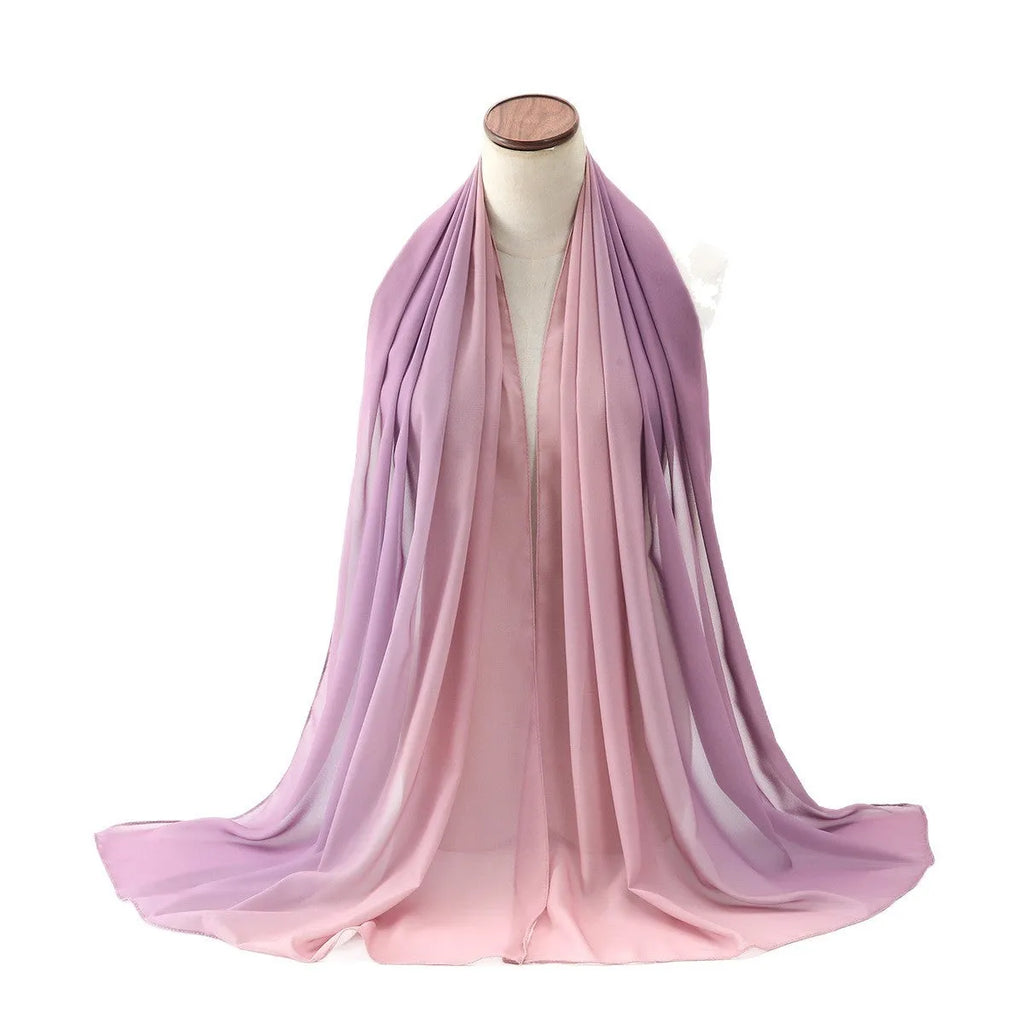 Women's long chiffon summer scarf in solid colour showing lightweight drape and 175cm length