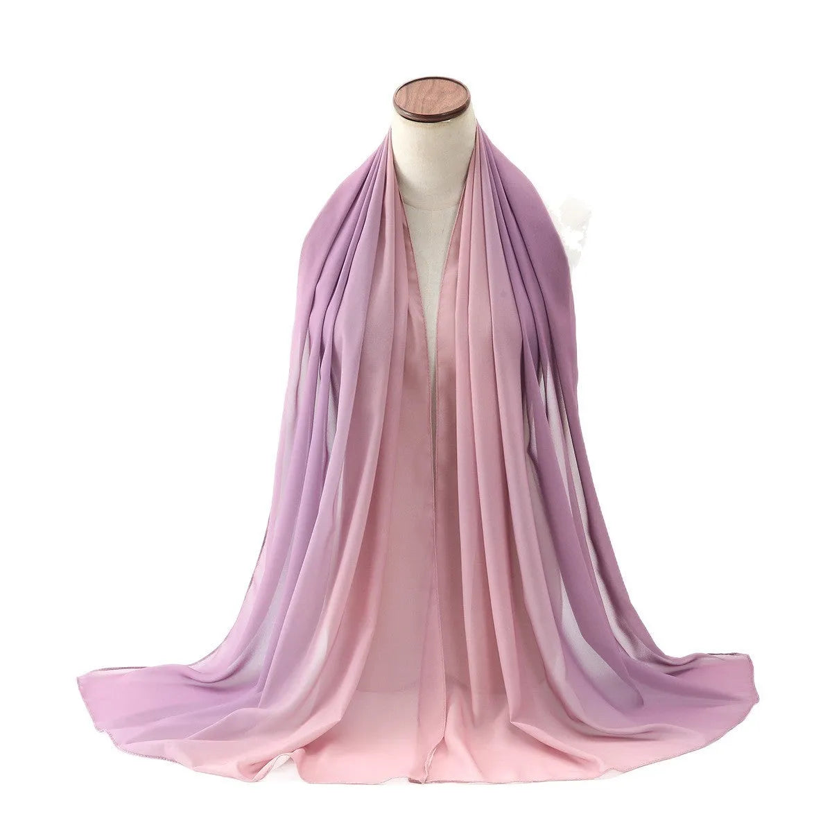 Women's long chiffon summer scarf in solid colour showing lightweight drape and 175cm length