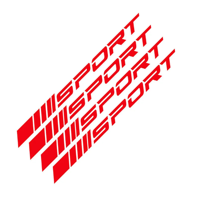Sports hollow pattern car rim stickers in black, red, or white colours measuring 10 x 0.7 cm