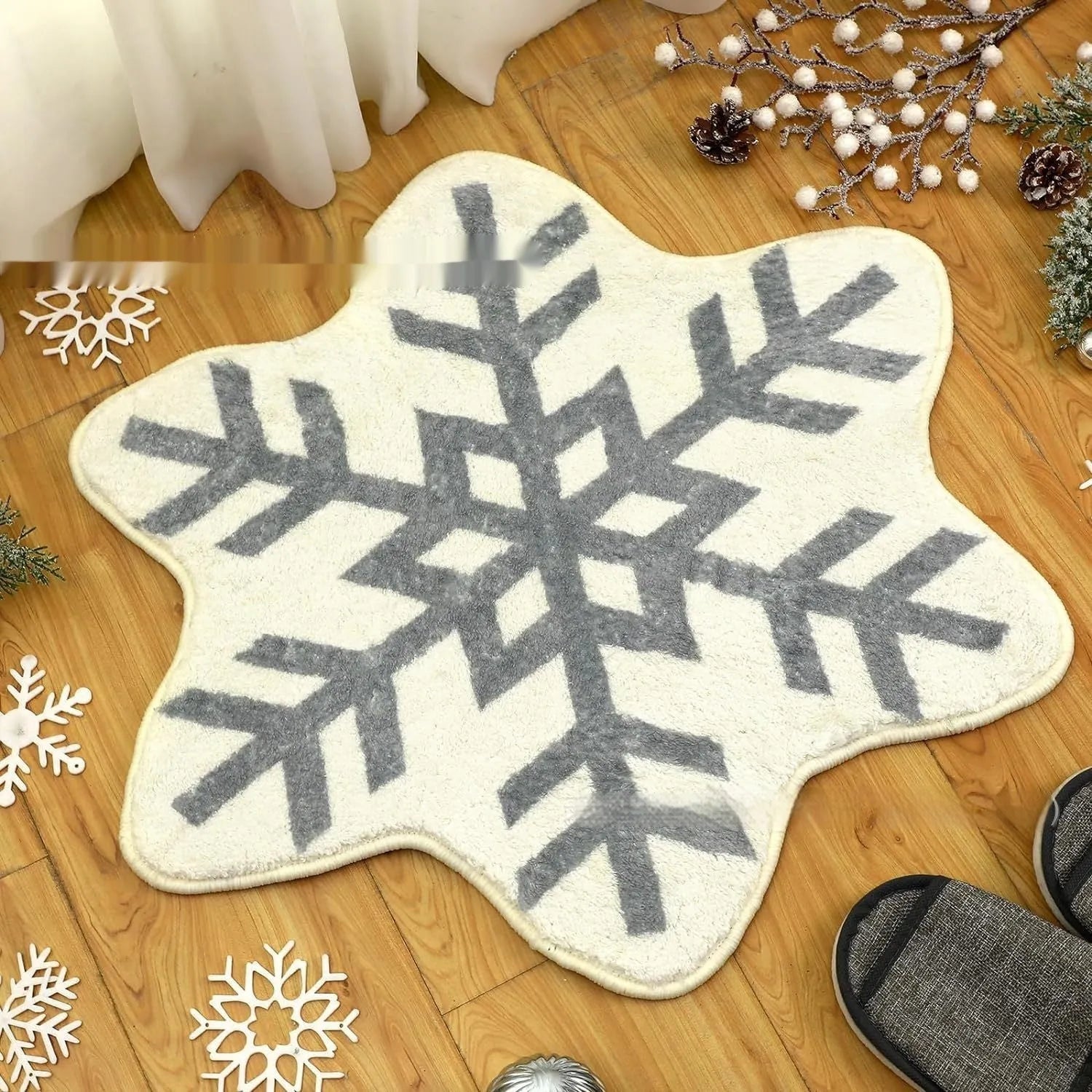 Christmas polyester carpet round pad in square festive rug design