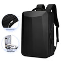Men's waterproof business backpack with curved shoulder straps in black and silver white colour options