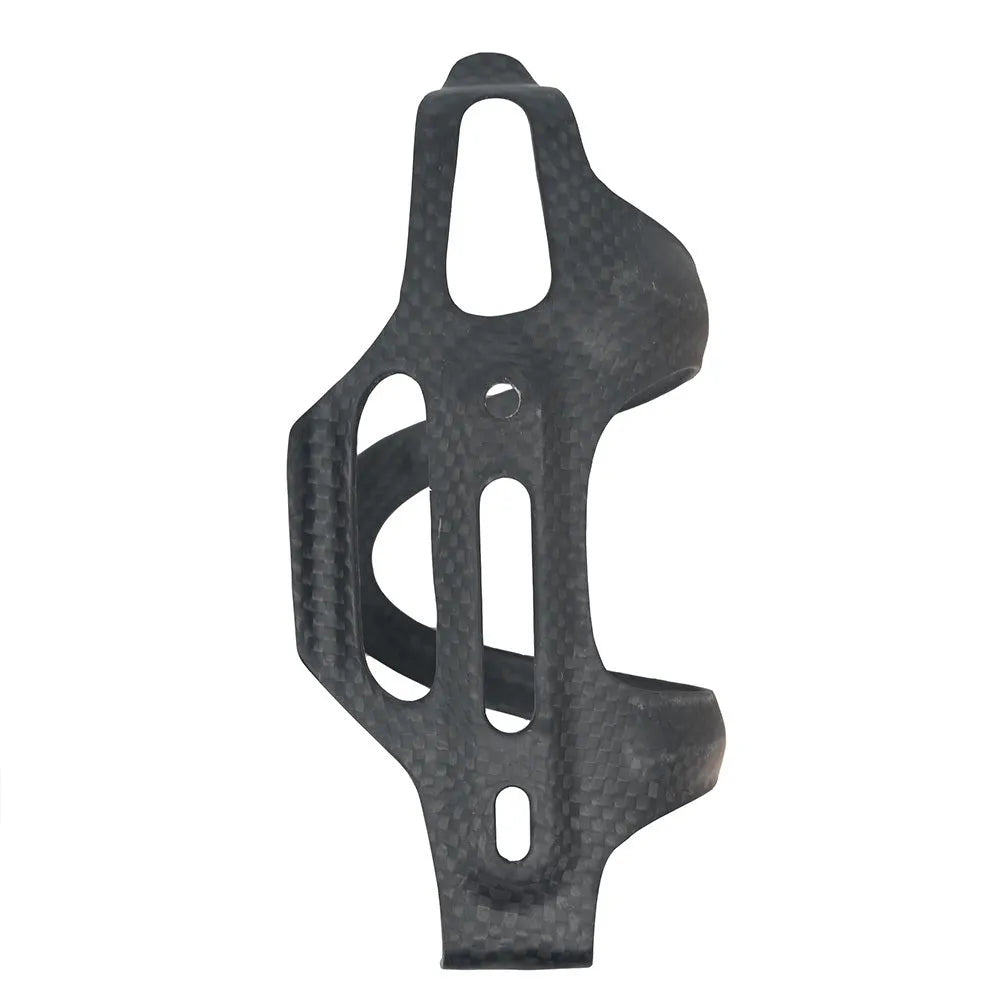 Black all-carbon fibre side pull water bottle cage for road and mountain bikes.