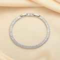 Rectangular brass women's bracelet with full diamond zircon design in champagne gold colour