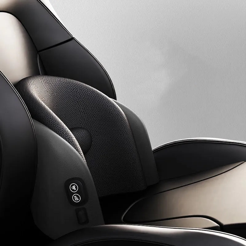 Car seat massage cushion with memory cotton construction and electric massage function for headrest and lumbar support
