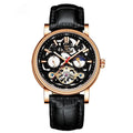 Tourbillon mechanical watch with water resistance, luminous elements, and 16.5mm thickness in black colour