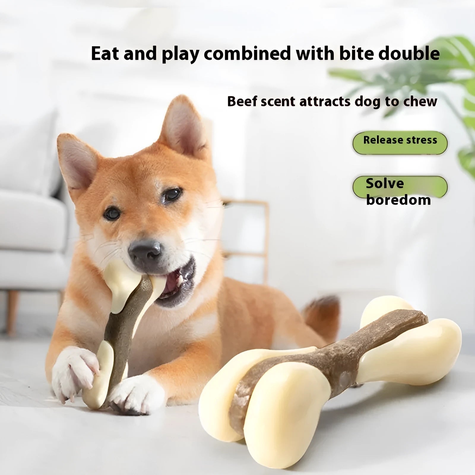 Cowhide nylon bone grinding rod dog chew toy in small and large foodie bone sizes