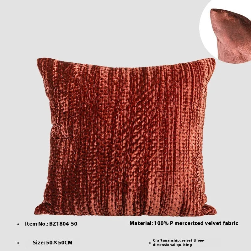 Antique-style quilted cushion with mercerized velvet embossing point texture in green, red, mocha, or orange
