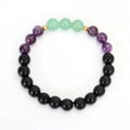 Dongling Long handmade stone bead necklace with alloy lotus pendant and matching bracelet, adjustable length.