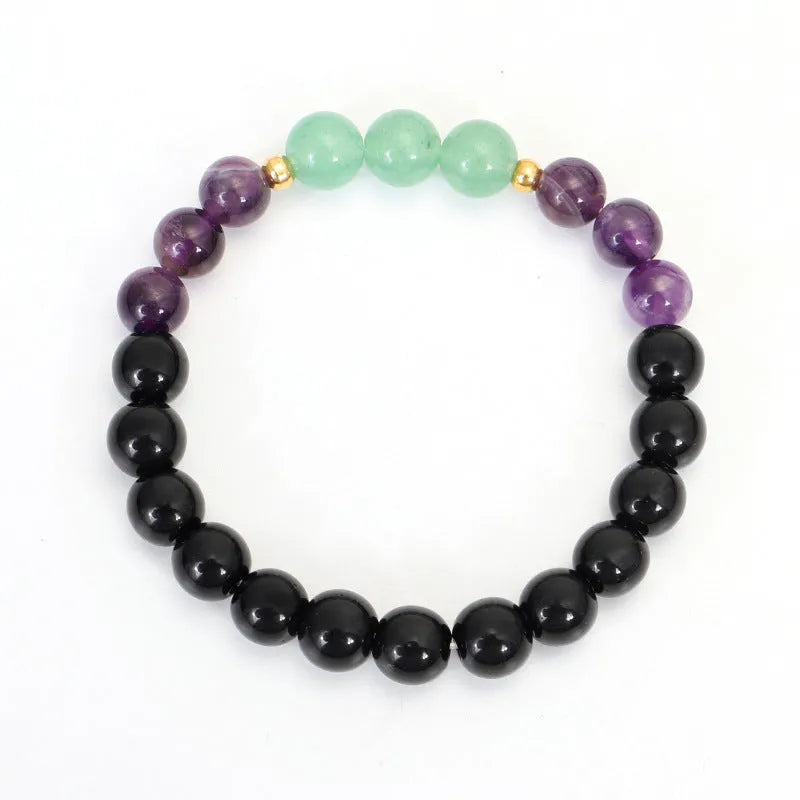 Dongling Long handmade stone bead necklace with alloy lotus pendant and matching bracelet, adjustable length.