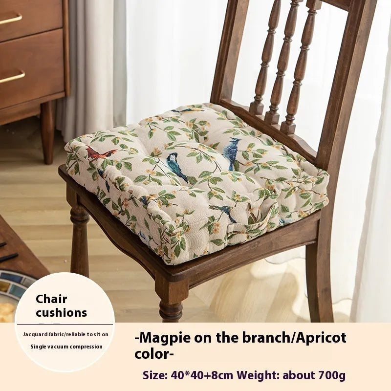 American style dining chair cushion measuring 40x40x8cm with floral pattern and solid colour options