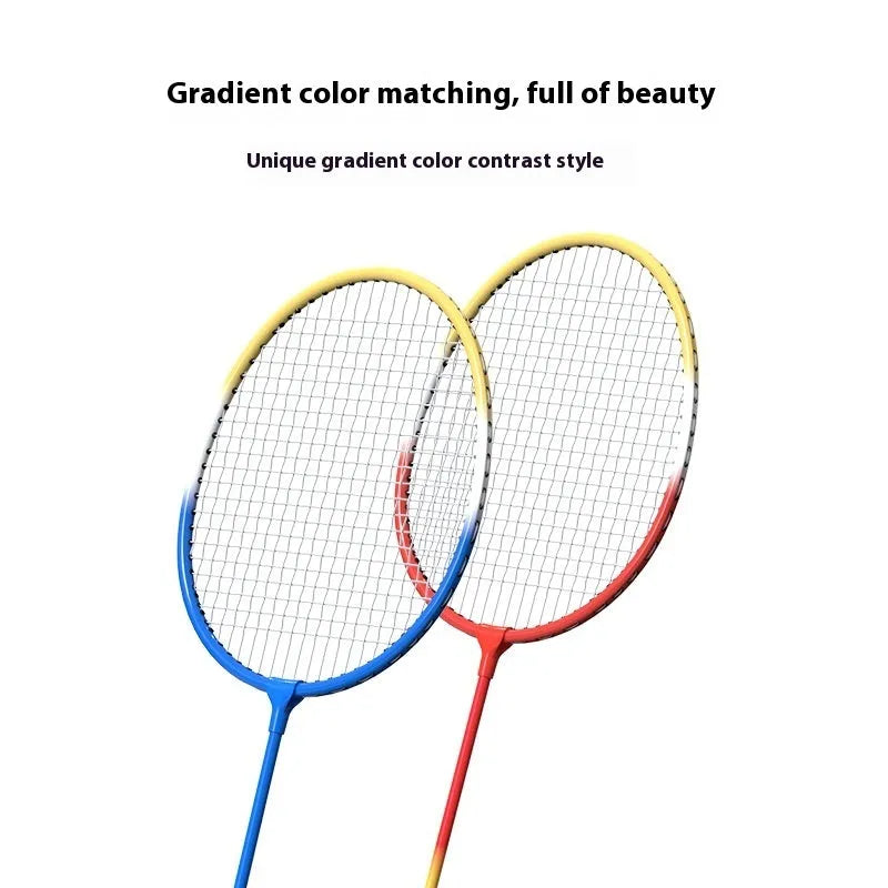 Blue and red alloy ultra-light split badminton rackets as a complete pair set