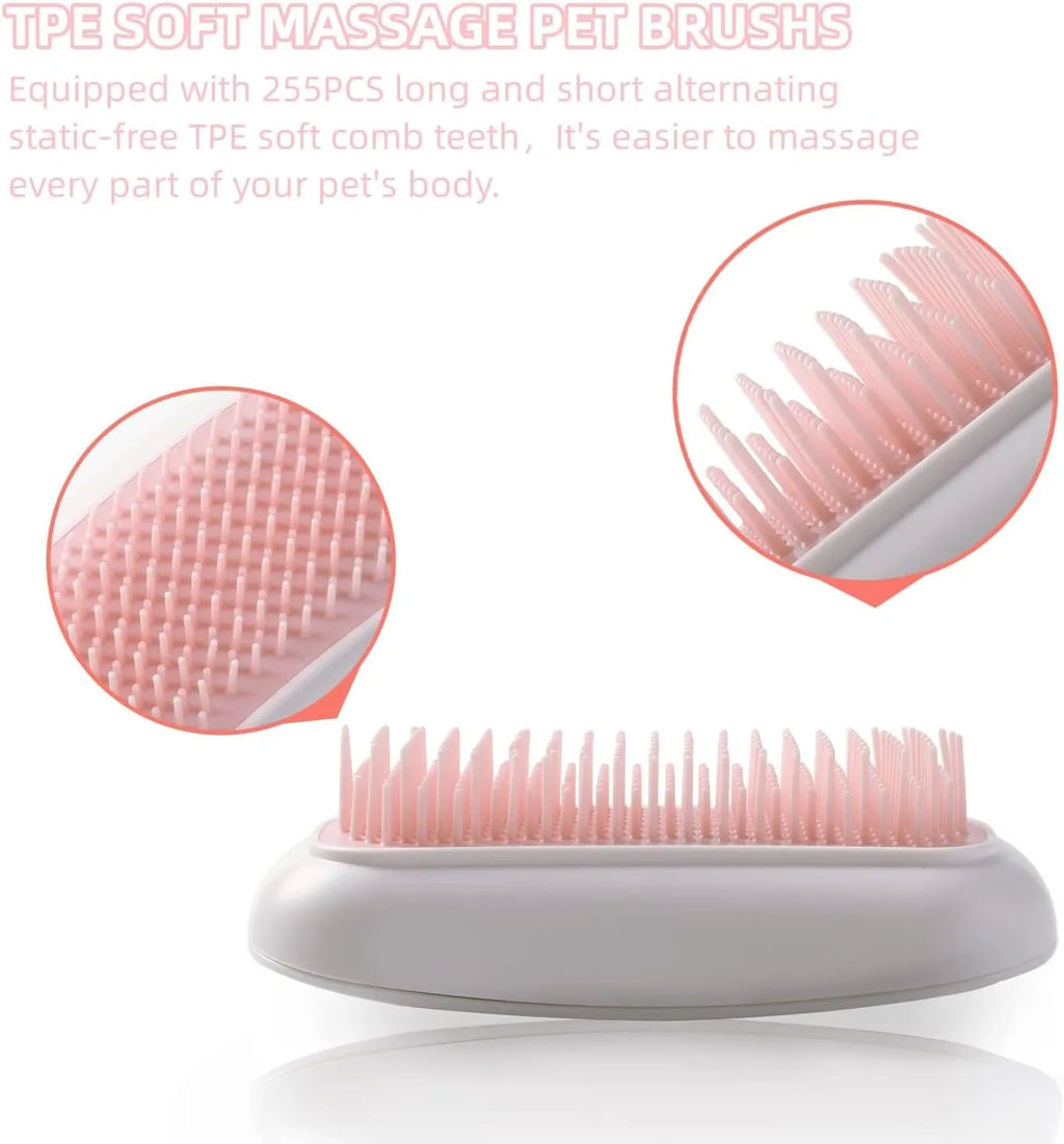 Pink electric pet massage brush with TPE teeth for cat and dog grooming